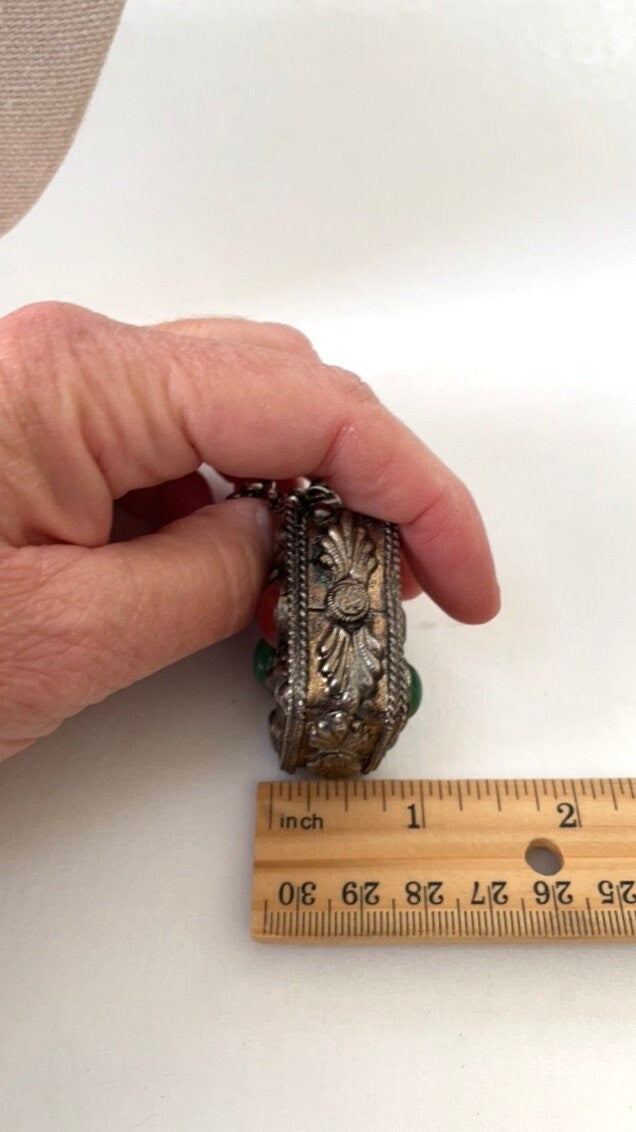 Stunning inlaid gemstone jeweled Tibetan Perfume Bottle Pendant Necklace, prayer box, snuff bottle