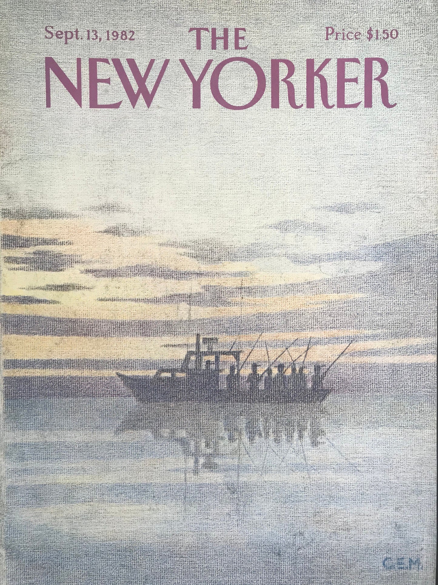 Vintage NEW YORKER Magazine original cover - September 13, 1982 - fishing boat