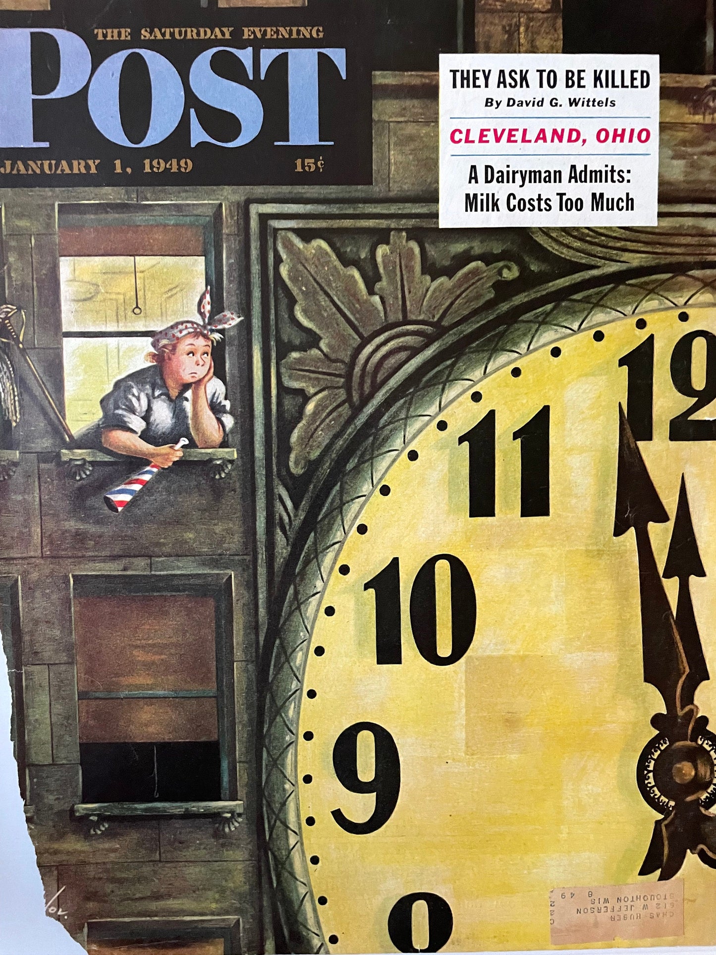 RARE - Saturday Evening Post - Original Cover - January 1, 1949 - New Year's