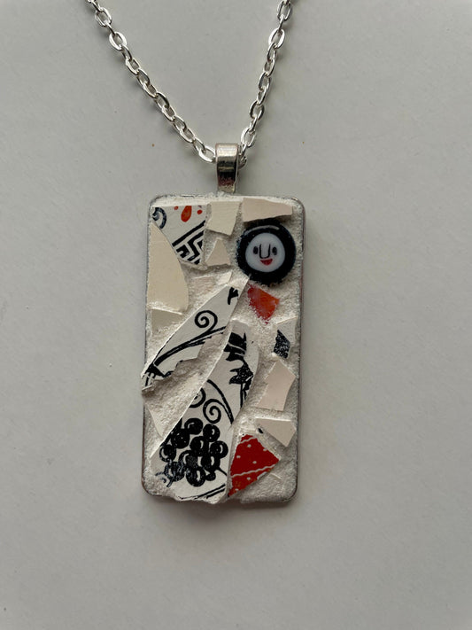 One-of-a-kind micro mosaic necklace, necklace pendant or pin (your choice) - Angel