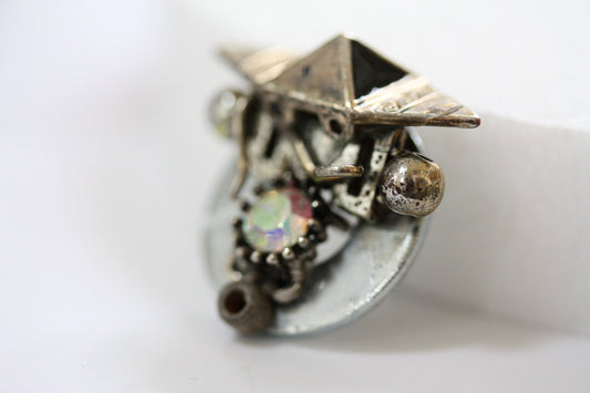 Handmade, one-of-a-kind assemblage art - refrigerator magnet