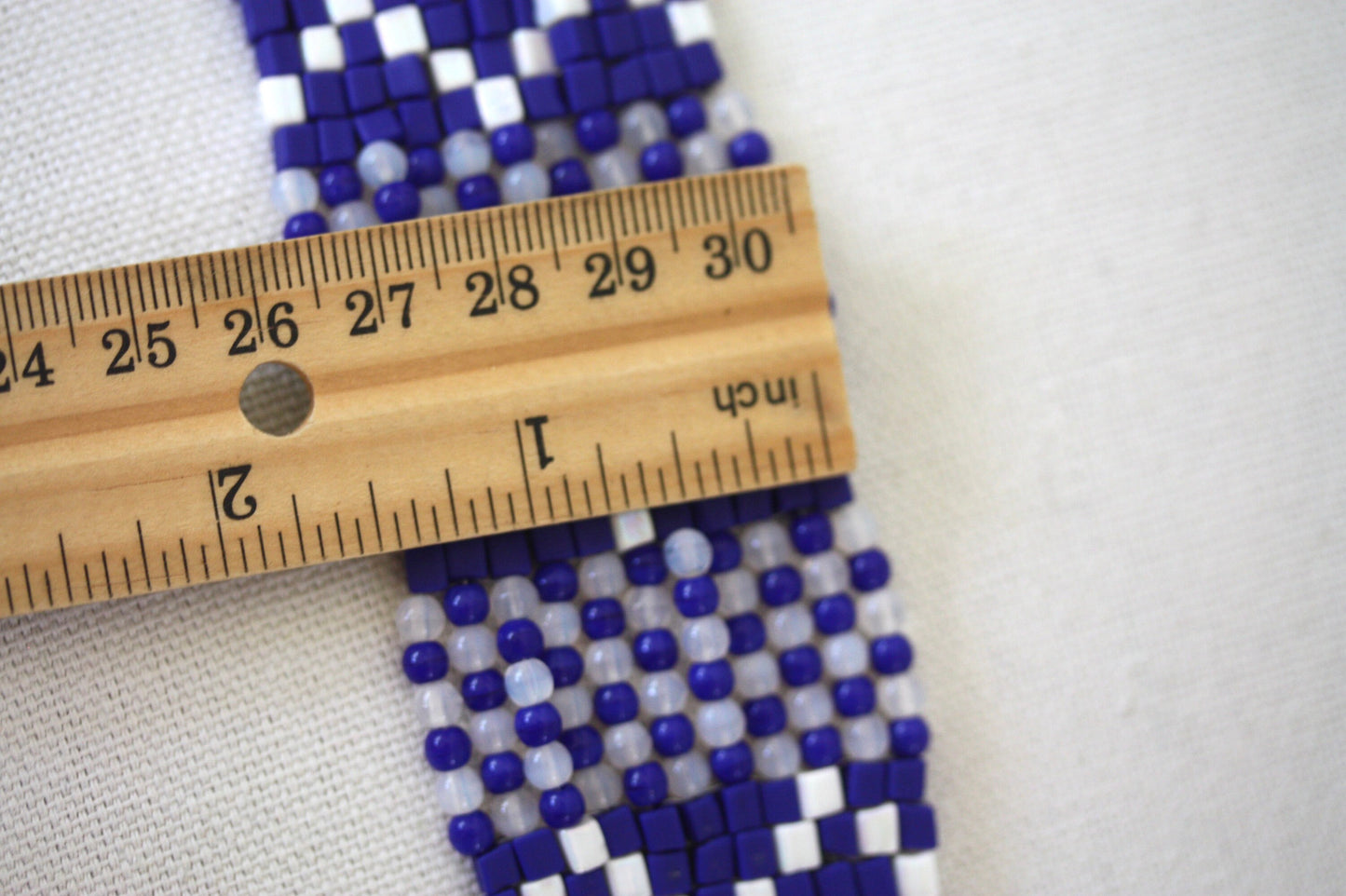 Stunning blue and white vintage beadwork bracelet - all handmade, magnificent pattern