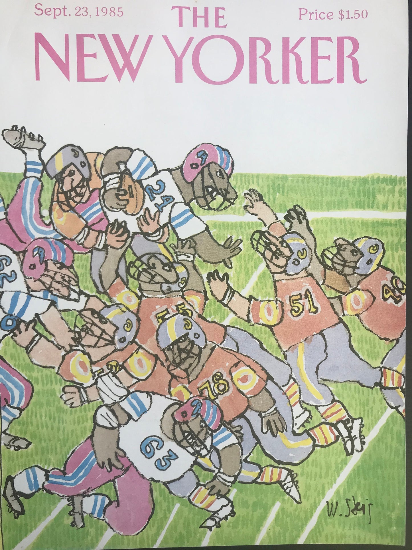 NEW YORKER Magazine original cover - vintage - September 23, 1985 - William Steig - football