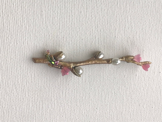 Revised, Modernized, Upcycled - one-of-a-kind mixed media vintage wreath floral tree branch with beadwork