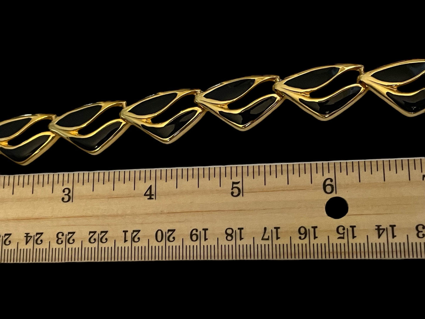 Vintage Runway Couture Black Enamel link necklace