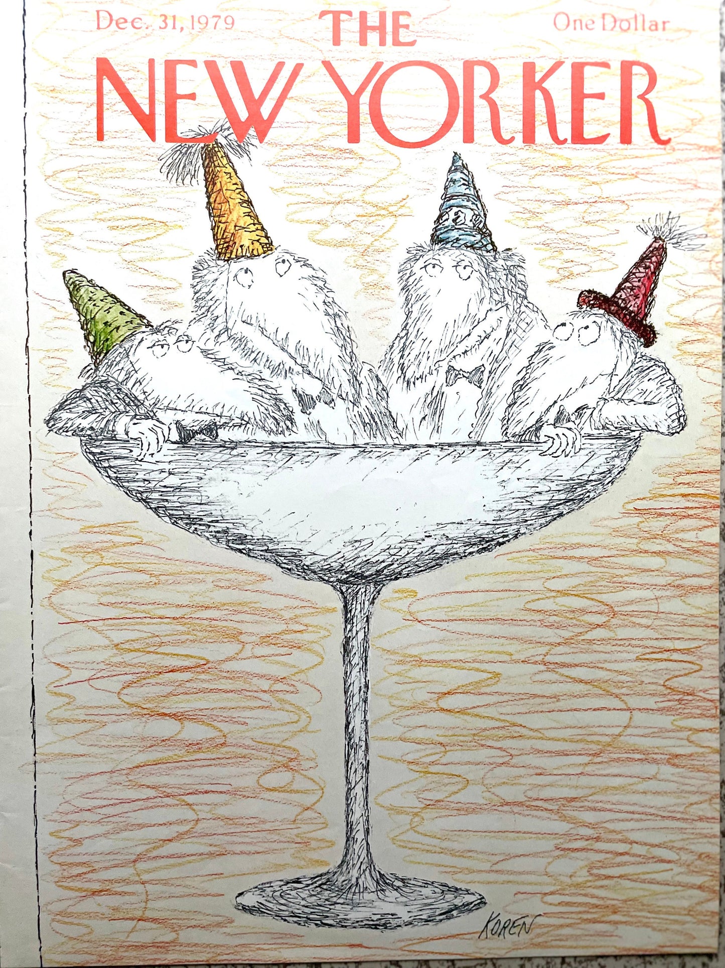 December 31, 1979 - The NEW YORKER Magazine original cover - Edward Koren - New Year's Eve
