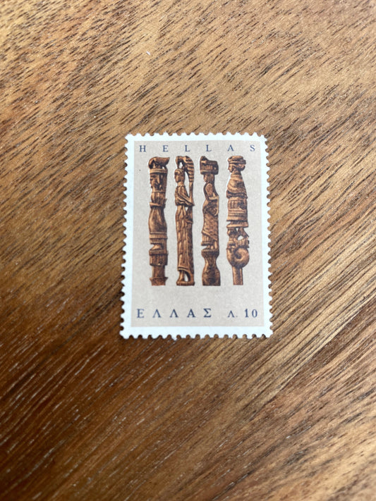 Postage Stamp Necklace Pendant - Vintage Hellas Greece Design