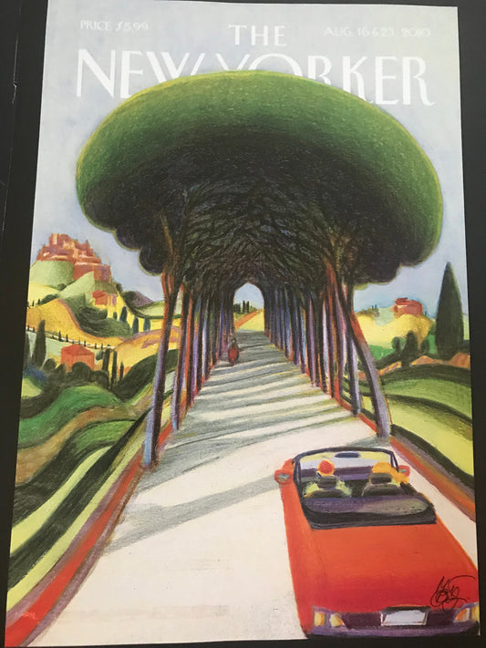 April 16 & 23, 2010 - The NEW YORKER - cover only - driving through trees - please read description