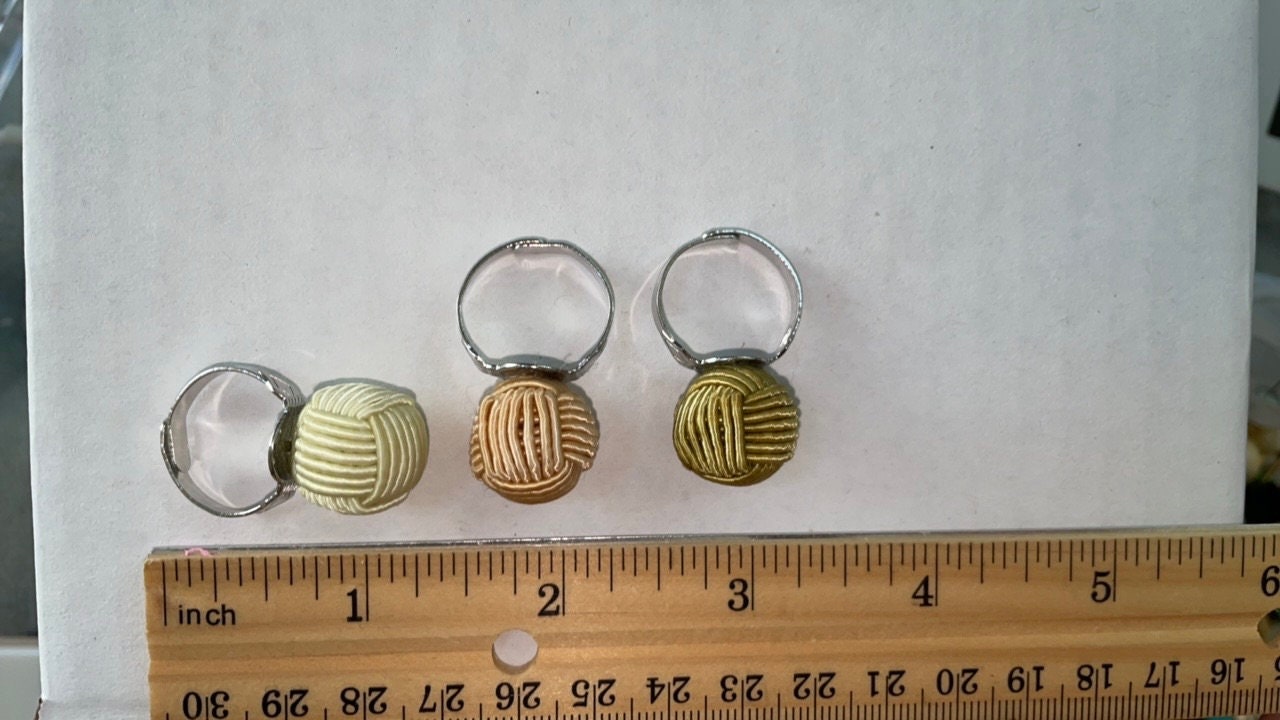 Fun rings made of Satin Chinese ball knots - choose your color - ivory, peach, creamy linen