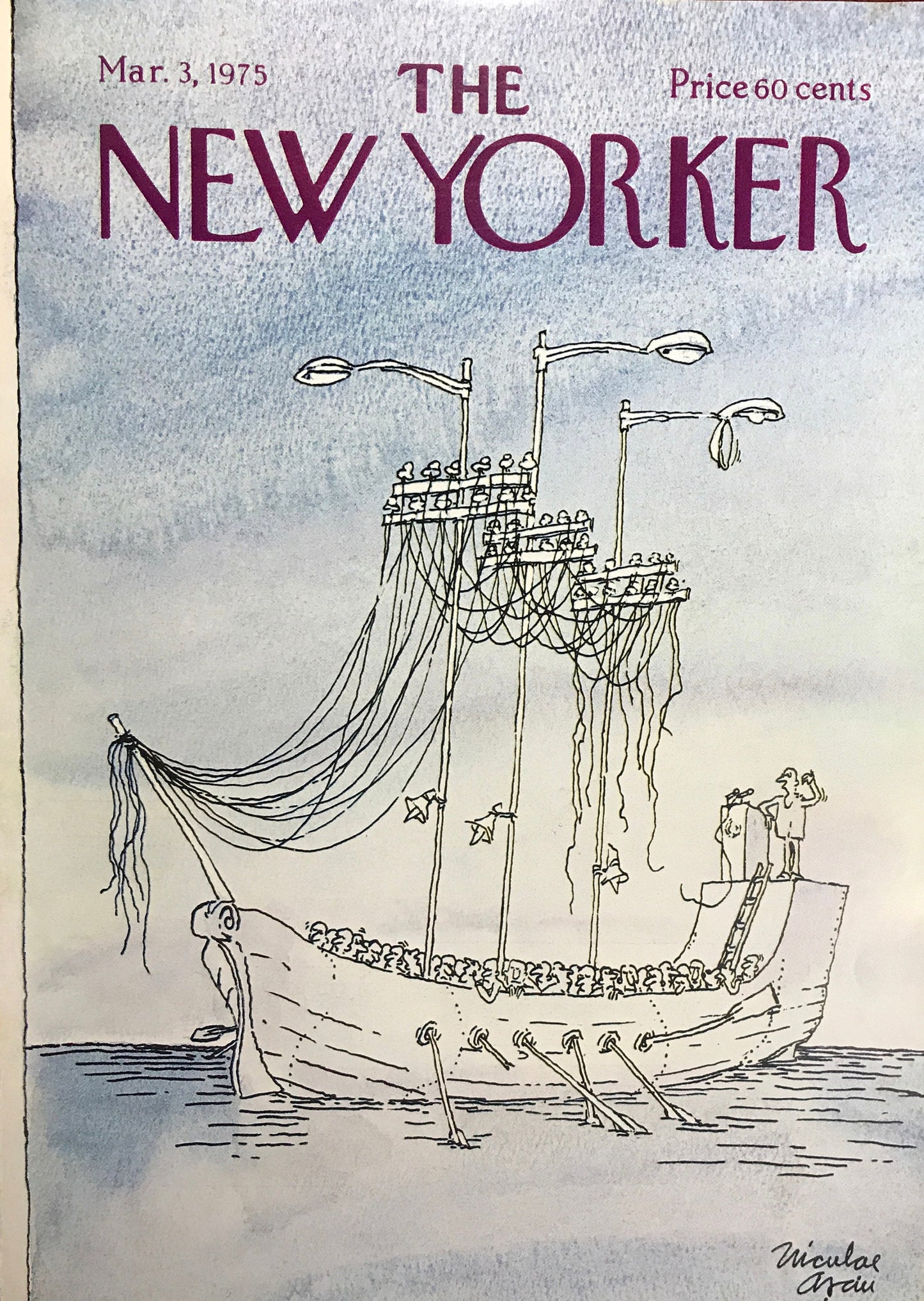 March 3, 1975 - The NEW YORKER Magazine original cover - artist Niculae Asciu