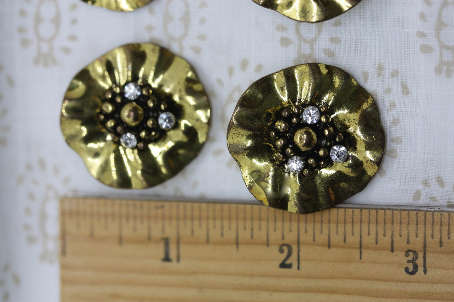 Goldtone and rhinestone earrings -made of vintage components combined with new findings