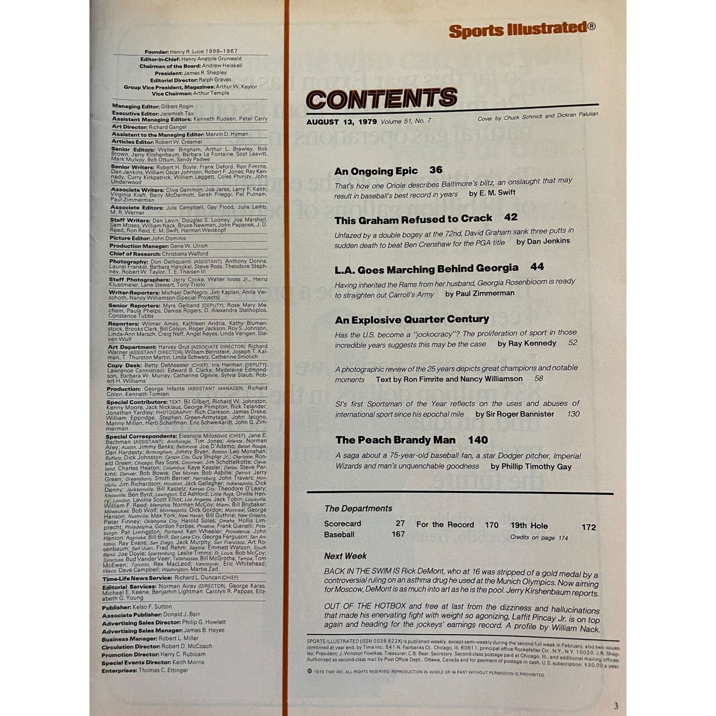 Sports Illustrated Magazine complete issue - August 13, 1979 - 25th Anniversary Issue