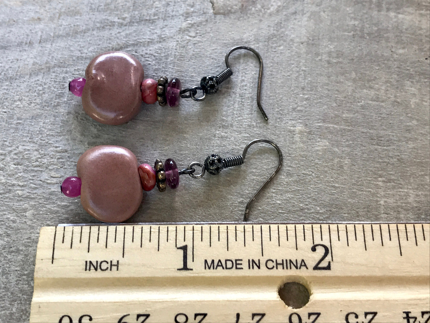 Stunning vintage pink dangle earrings