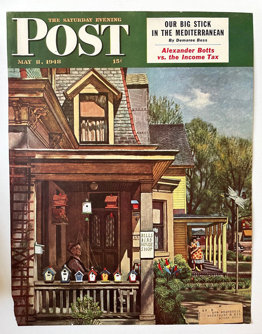 RARE - Saturday Evening Post - Original Cover - May 8, 1948 - bird house shop