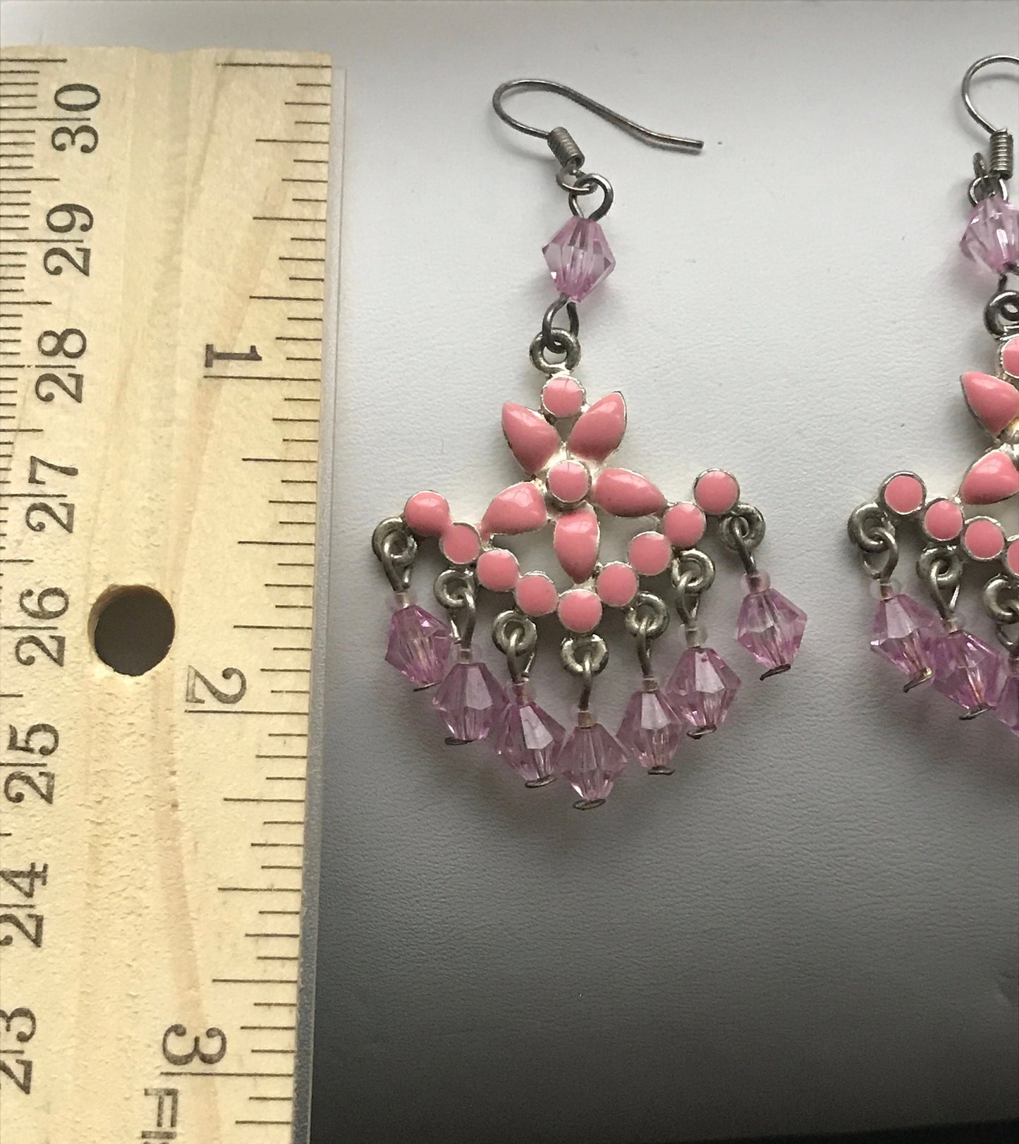 Chandelier style cute pink vintage dangle earrings