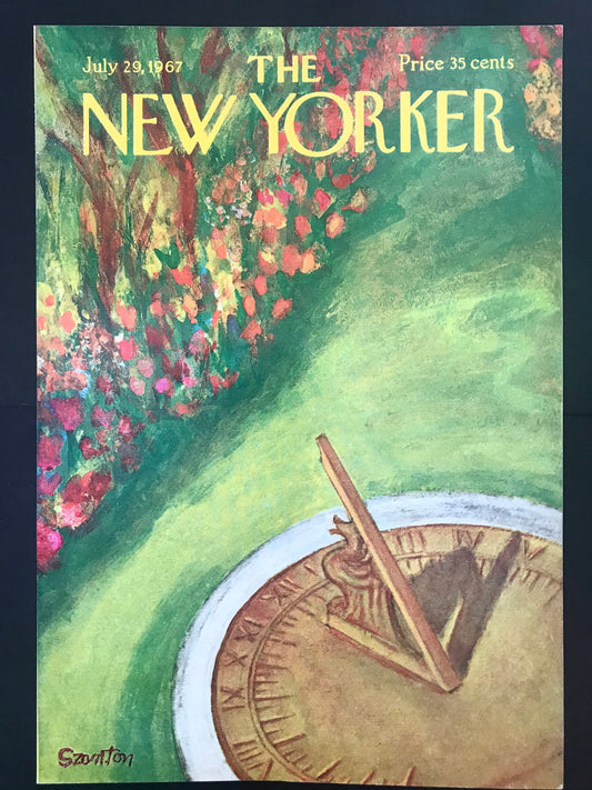 July 29, 1967 - The NEW YORKER Magazine original cover - Sun dial, sundial, flowers