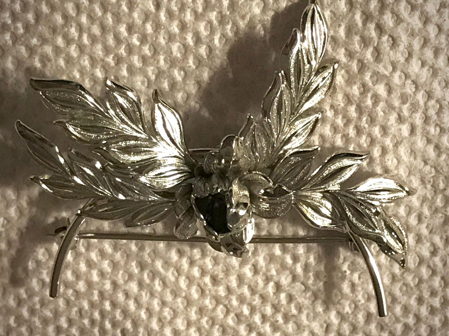 Signed Forstner Sterling - stunning sterling silver flower and leaves vintage pin