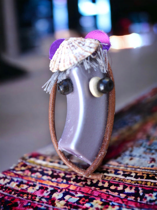 Meet my horse - Assemblage art / mixed media collage, mosaic - magnet, pin, necklace pendant or Christmas ornament