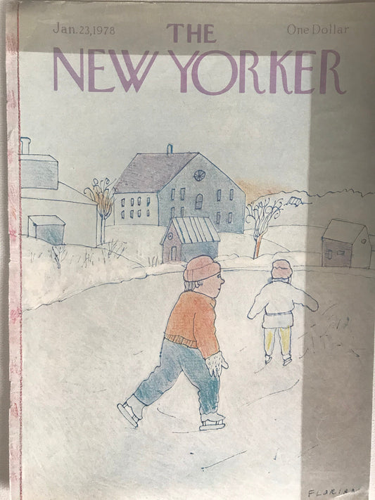 Rare - January 23, 1978 - The NEW YORKER Magazine original cover - ice skating with shadow
