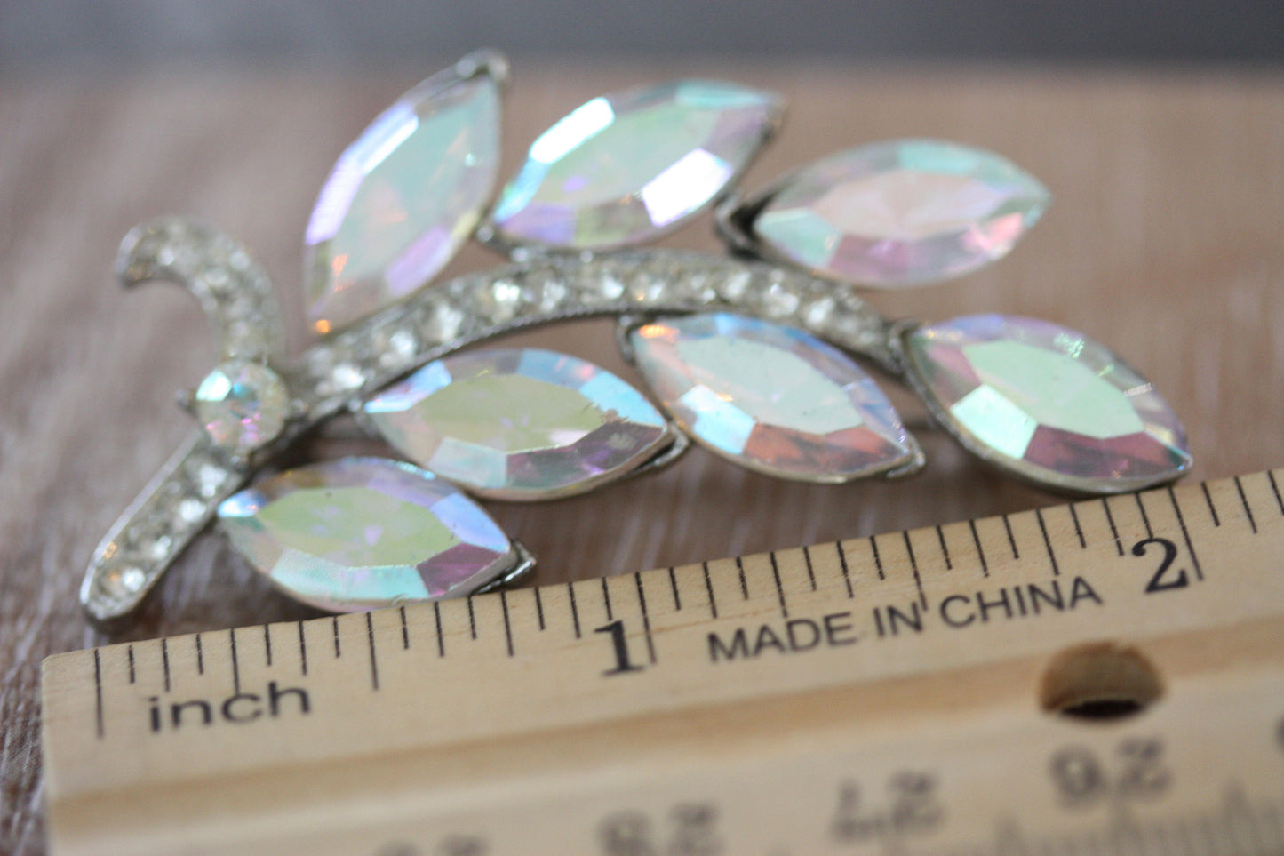 Unique vintage AB glass rhinestone signed WEISS pin
