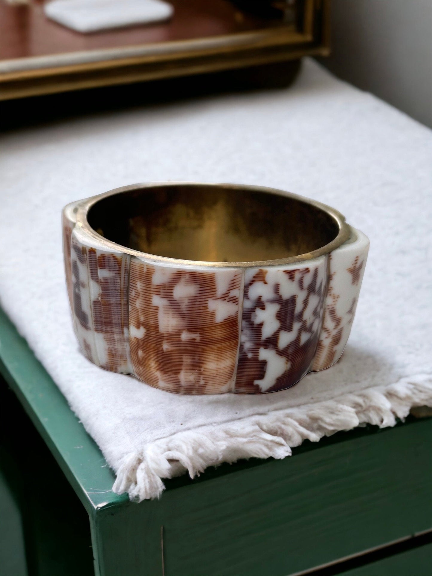 Unique vintage shell cuff bracelet - made in the Philippines