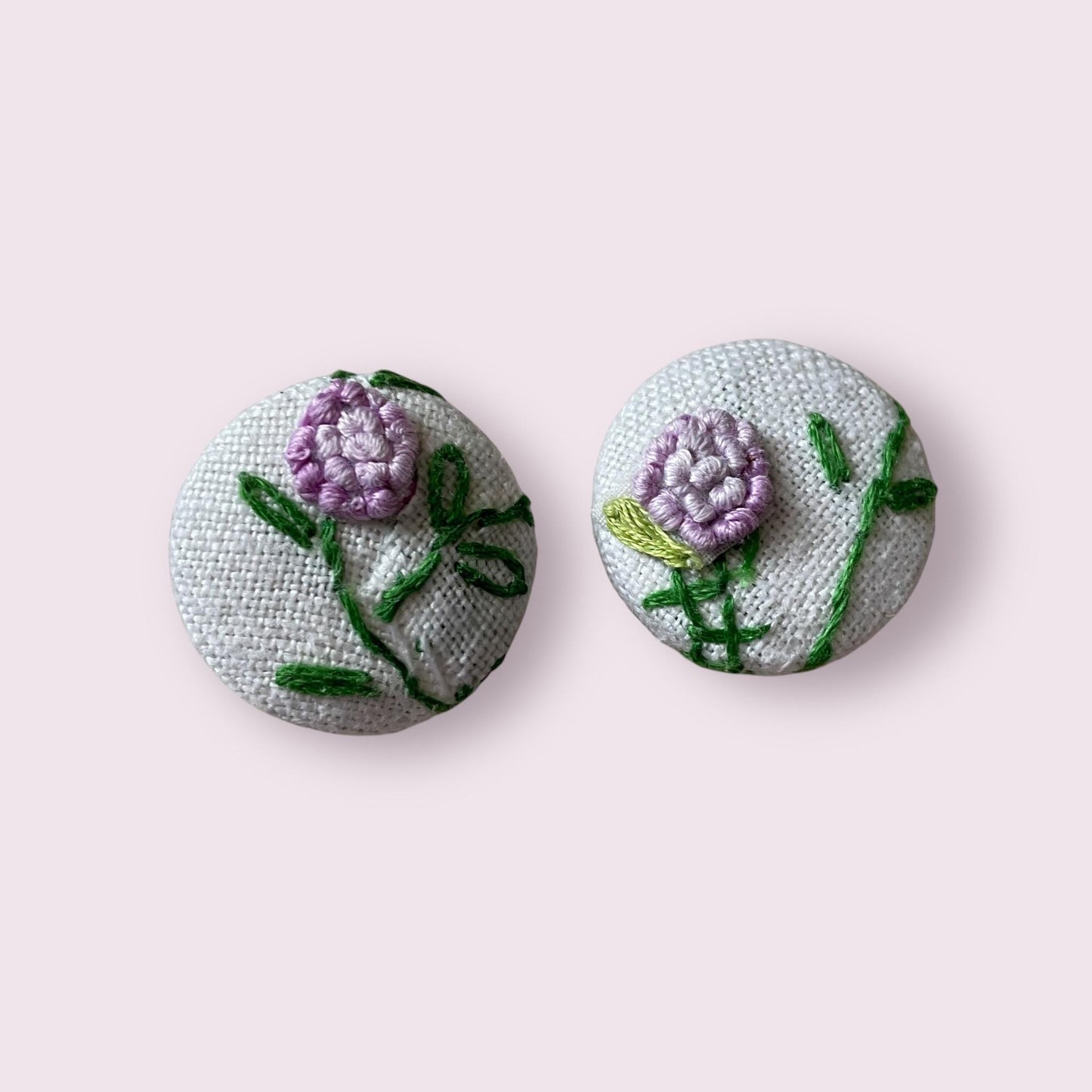 Choice of stud earrings, dangle earrings, hair combs, shanked buttons or pins all hand made from a vintage linen embroidered table runner