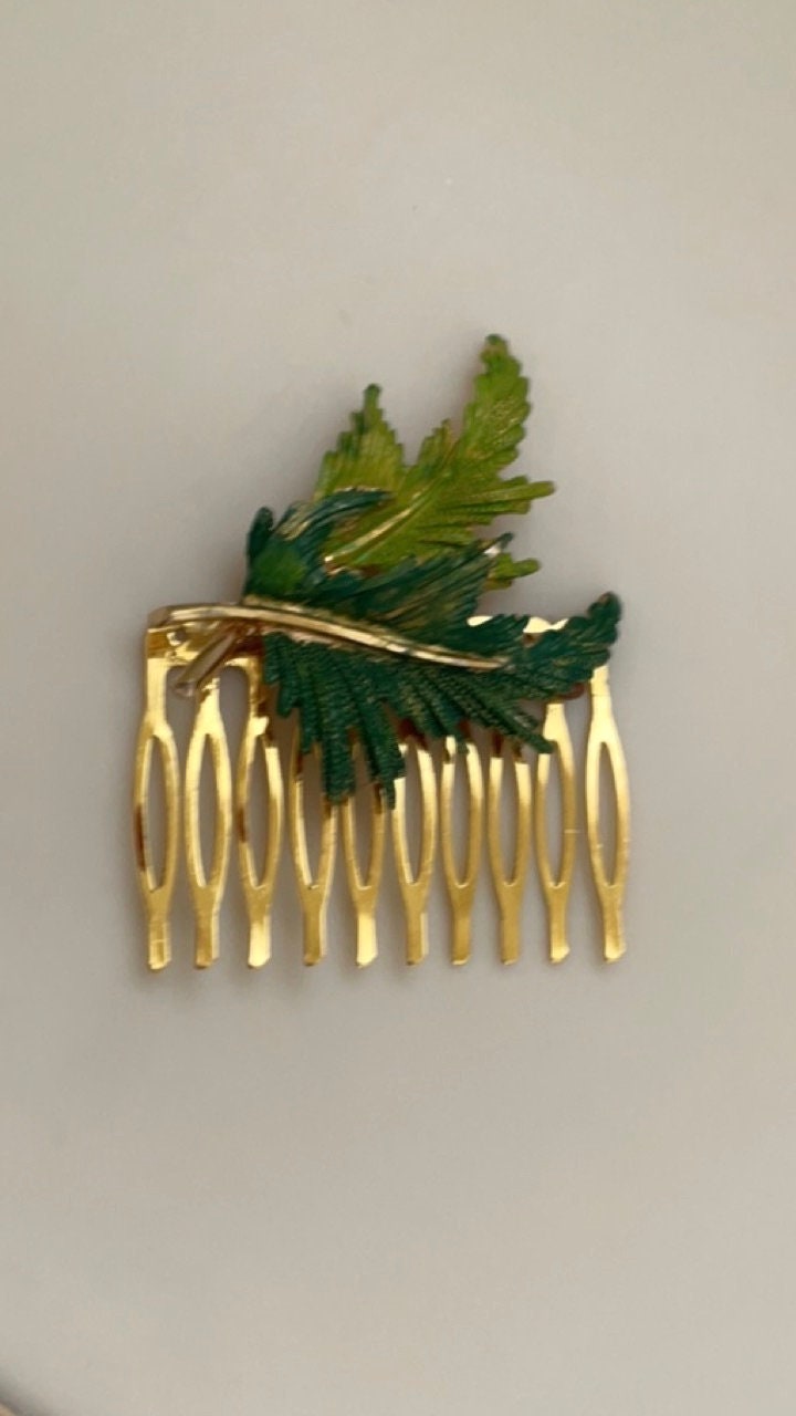 Unique handpainted fall leaves hair comb