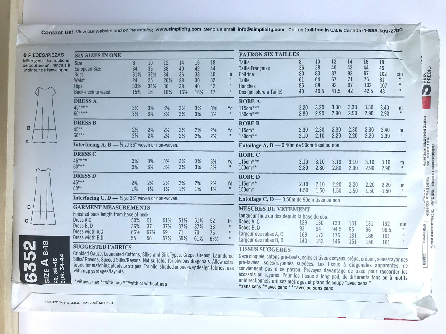 UNCUT Sewing Pattern - Simplicity 0500, Pants, Dress, or Mini Dress with Belt and Jacket or Vest, Sizes 8 - 16