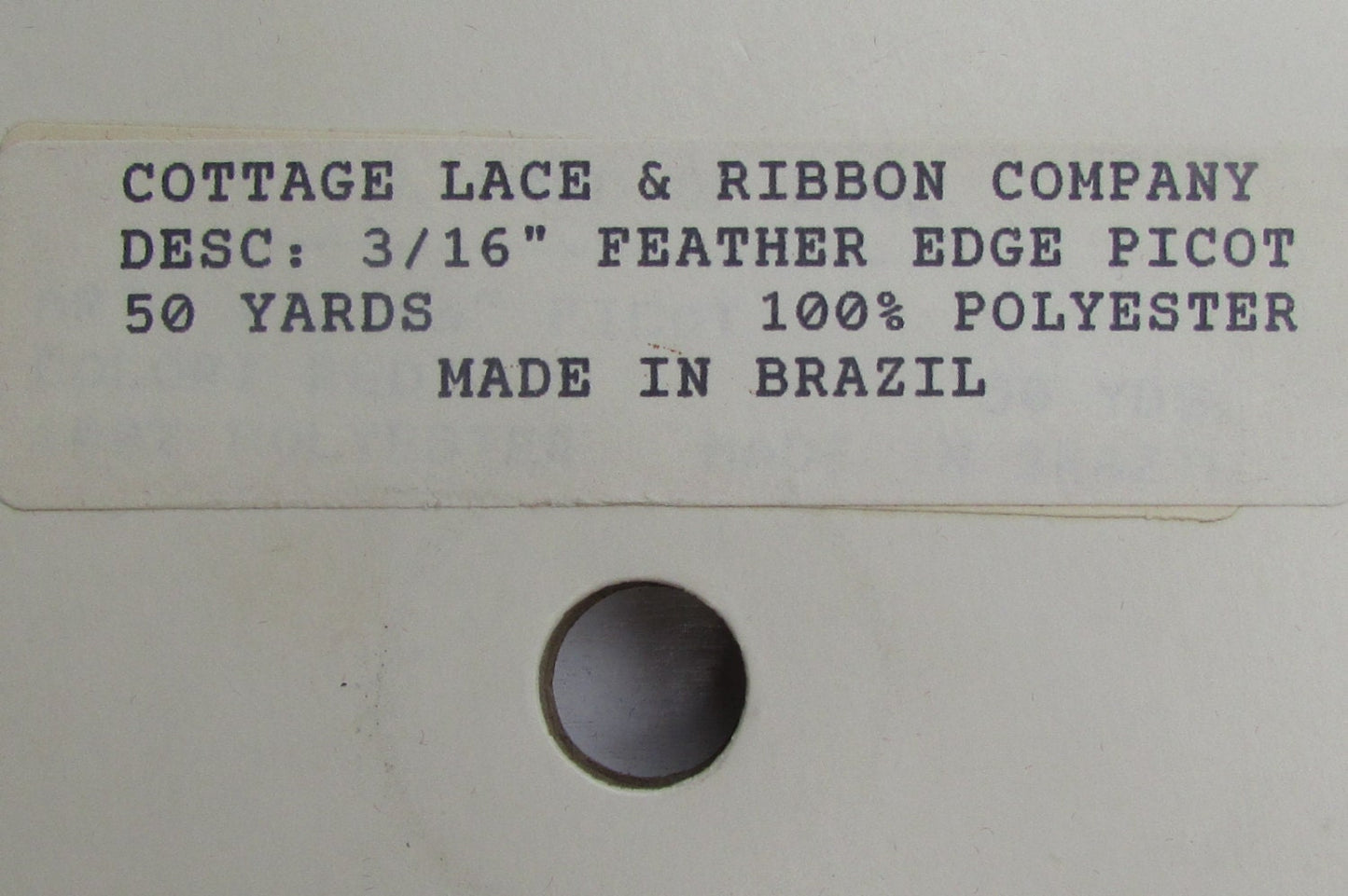 By the yard. 3/16 inch Feather Edge Picot trim vintage red ribbon / Christmas ribbon from the Cottage Lace & Ribbon Company - Made in Brazil