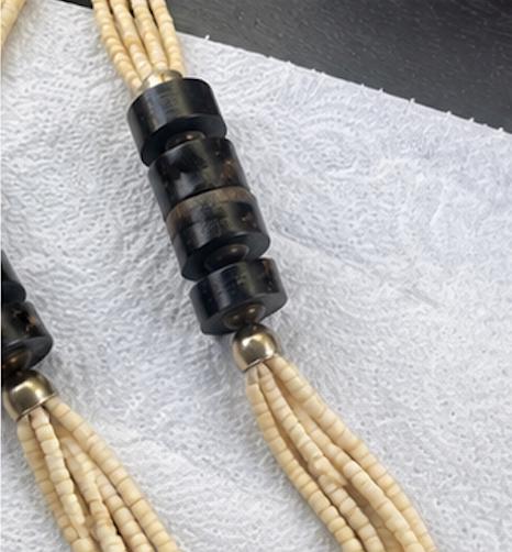Vintage Bone & Horn Multi Strand Statement Necklace | Tribal-Inspired Natural Material Jewelry | Boho Artisan Necklace