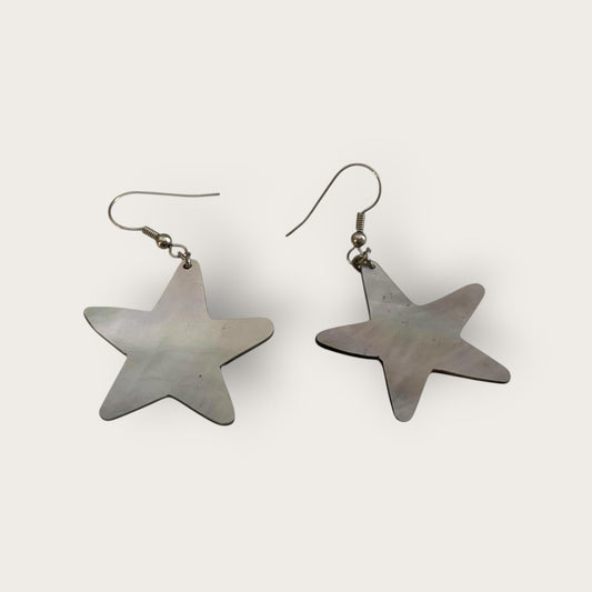 Vintage Starfish Earrings with Abalone Shell Backing – Unique Coastal Jewelry – Boho Chic Beach Earrings