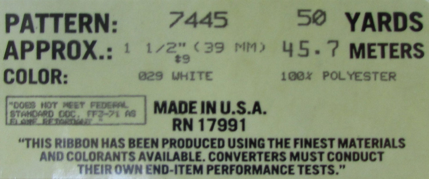 Vintage white striped ribbon/lace/trim sheer with satin stripes… 1 and one-half inches wide - by the yard