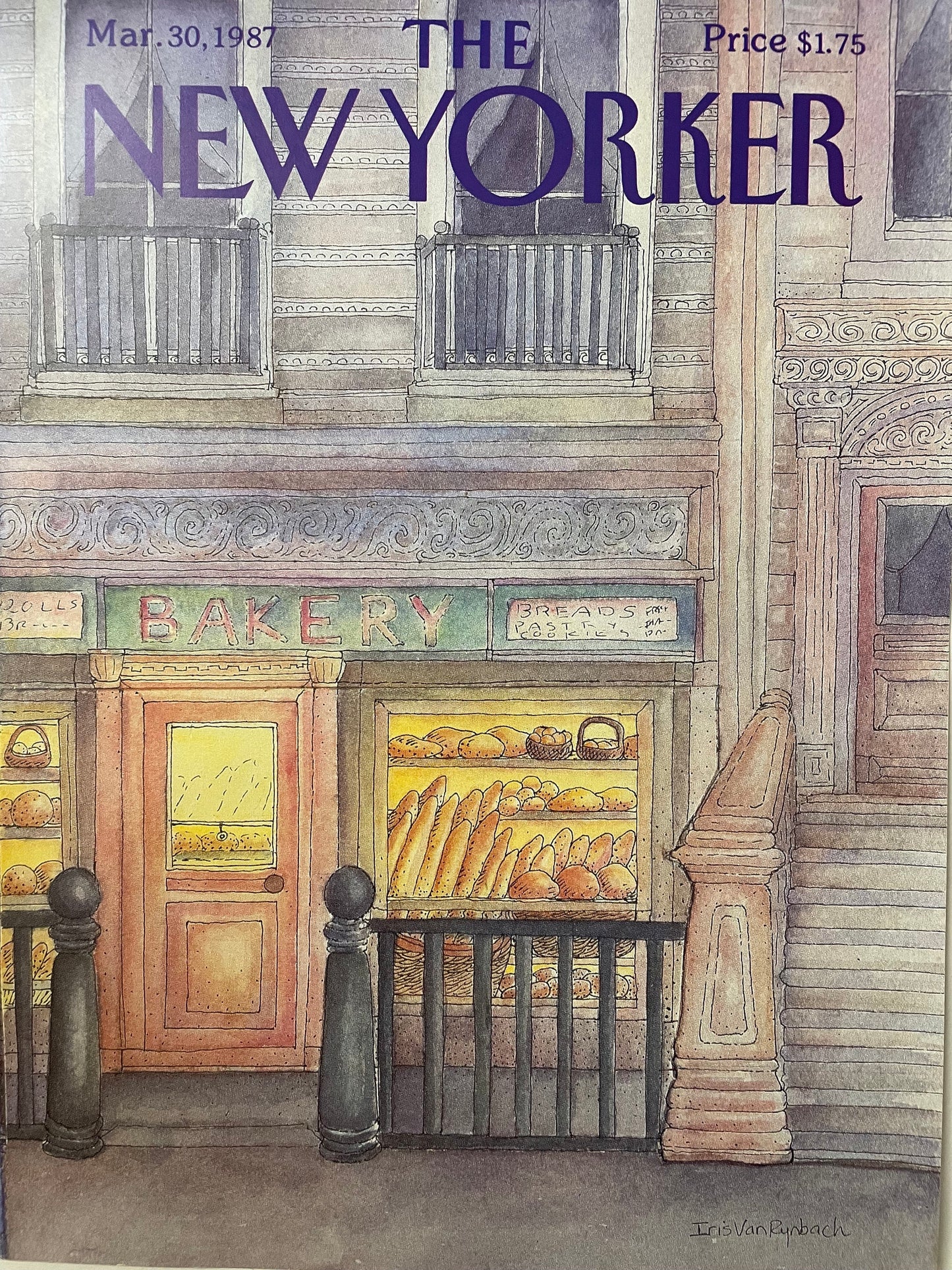 March 30, 1987 - The NEW YORKER Magazine original cover - bakery by Iris Van Rynbach