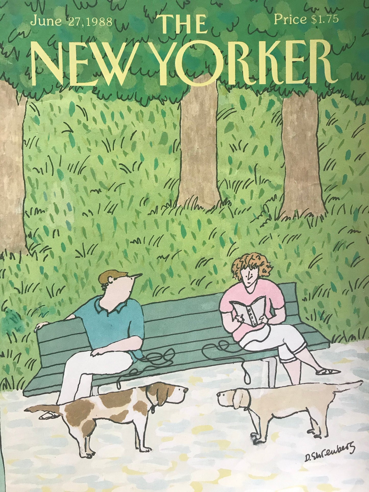 Rare - June 27, 1988 - The NEW YORKER Magazine original cover - dogs and people in the park
