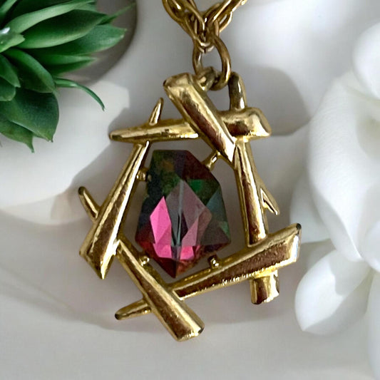 Stunning vintage signed Sarah Coventry faceted cut necklace