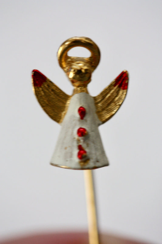 Tiny little angel vintage enamel stick pin - Christmas pin