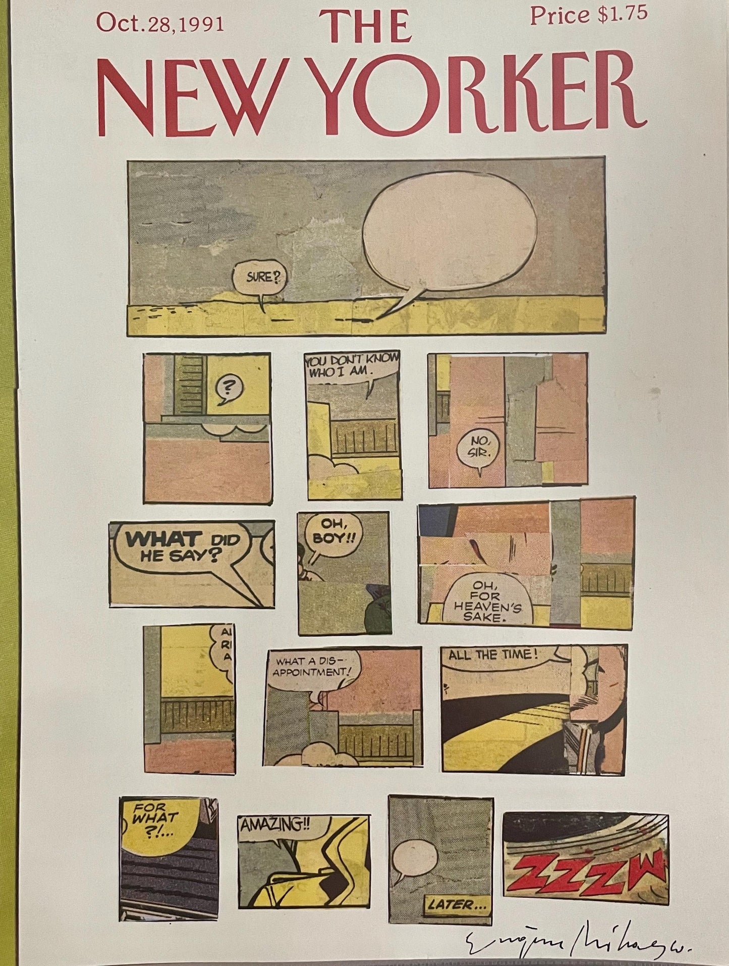 NEW YORKER Magazine original cover - October 28, 1991