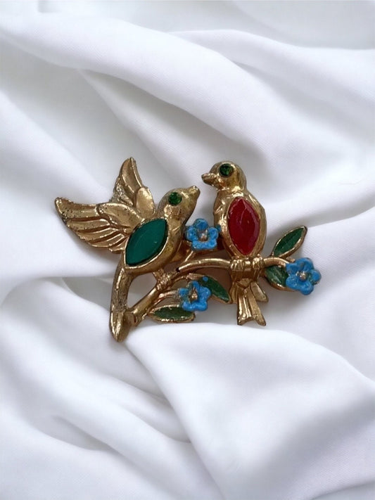 Stunning enhanced vintage bird pin