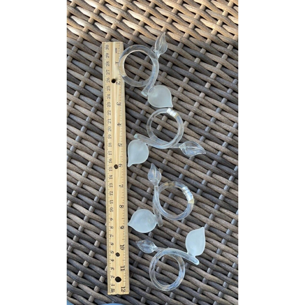 Set of 4 stunning vintage handcrafted crystal glass lilly vintage napkin rings - by Langsam Billig Creations