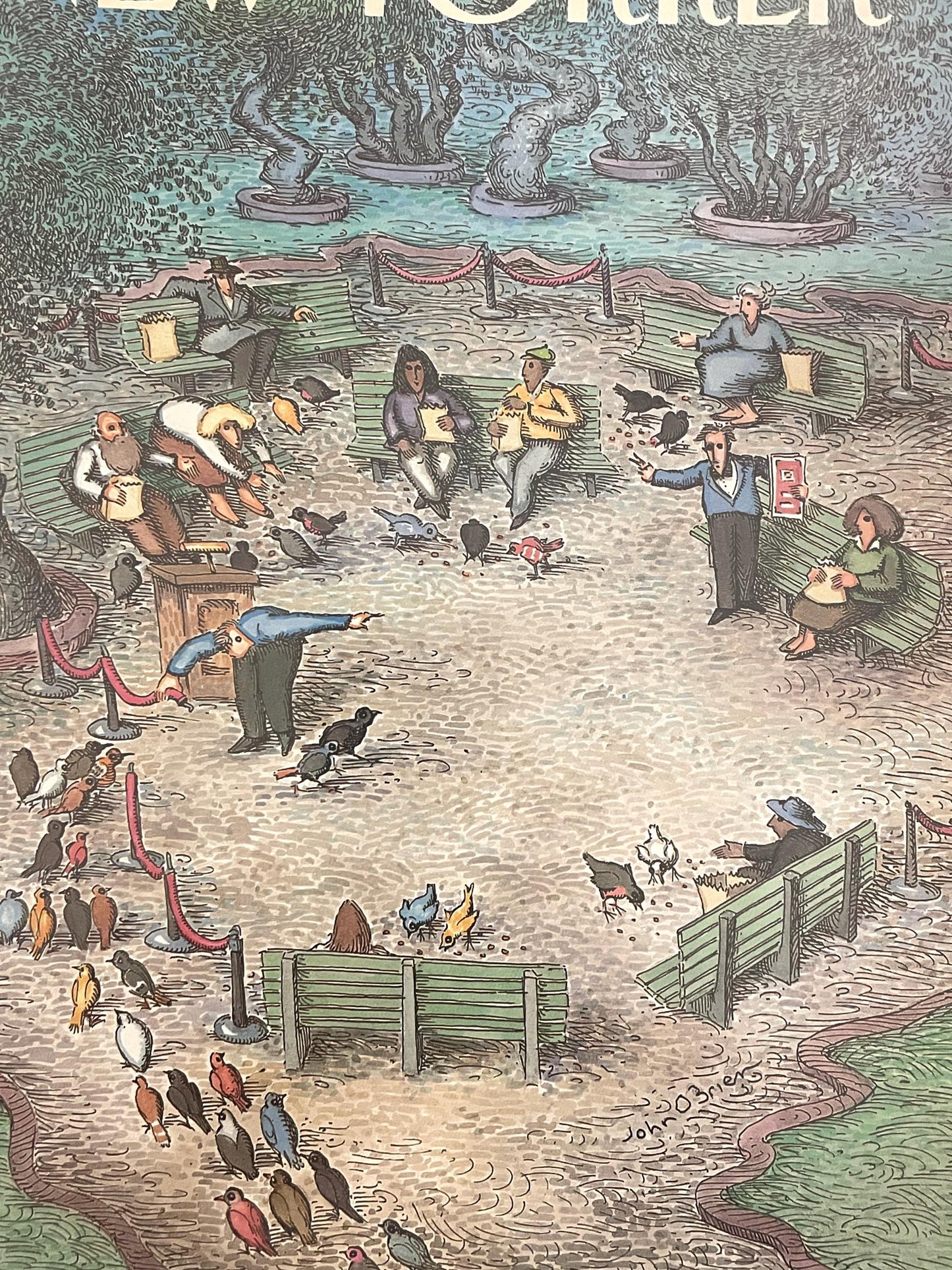 May 27, 1991 - The NEW YORKER Magazine original cover - pigeons in the park