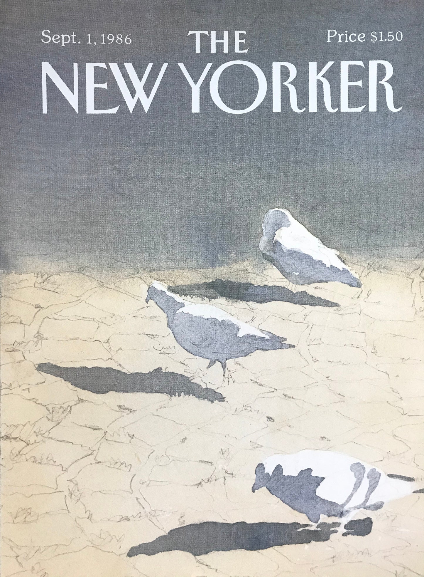 Vintage NEW YORKER Magazine original cover - September 1, 1986 - pigeons, birds