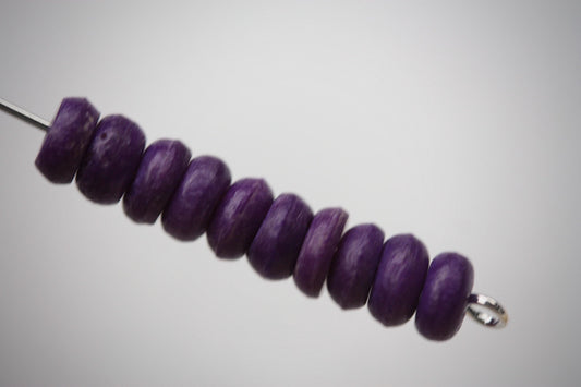Purple wooden vintage tiny heishi beads - 4 mm