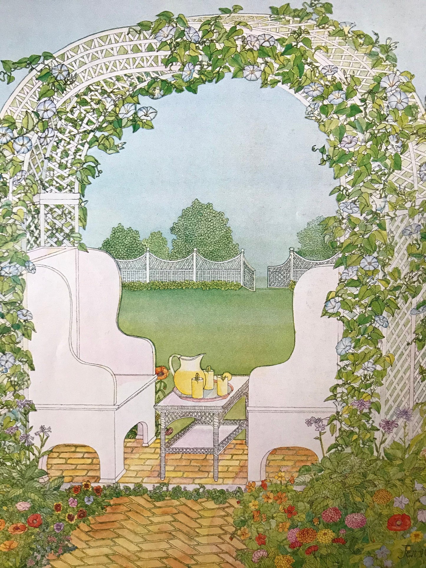 NEW YORKER Magazine cover - August 6, 1979 - garden, tea time, iced tea, lemonade