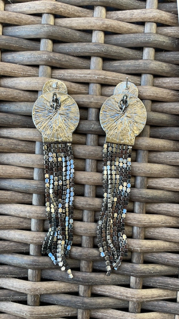 Stunning long all rhinestone vintage dangle earrings