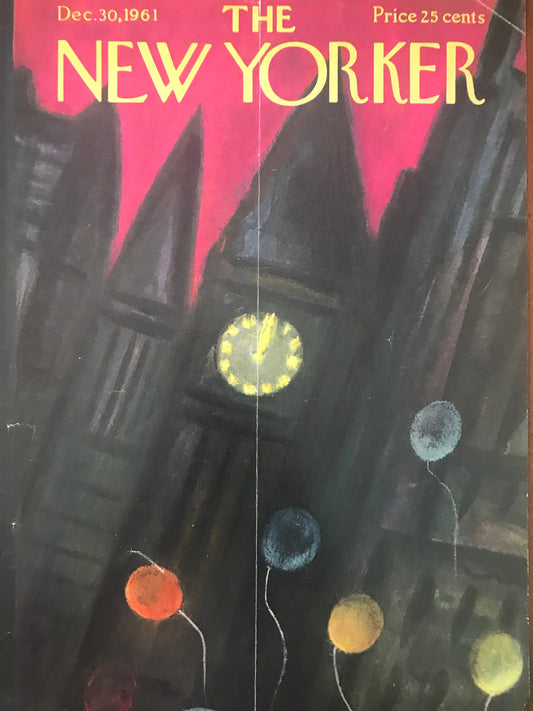Rare - December 30, 1961 - The NEW YORKER Magazine original cover - New Year's Eve - please read description