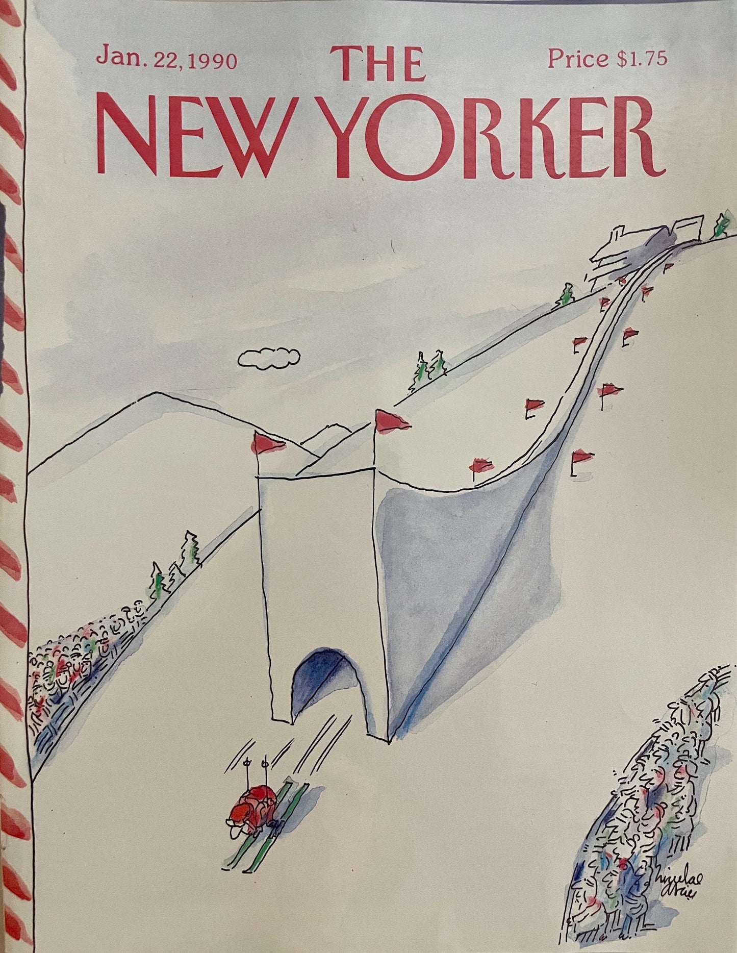 Januay 20, 1990 - The NEW YORKER Magazine original cover - skiing