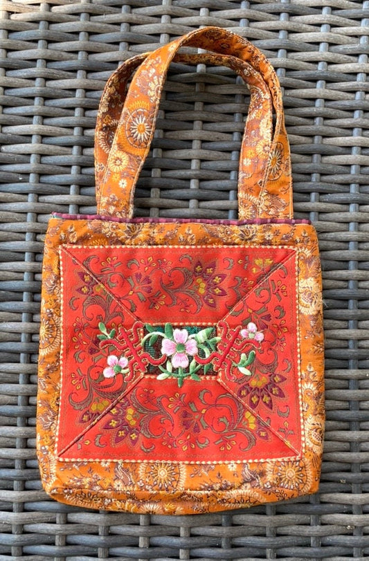 Embroidered Handbag - Petro Zillia Bag With Decorative Embroidery & Pocketed Lining