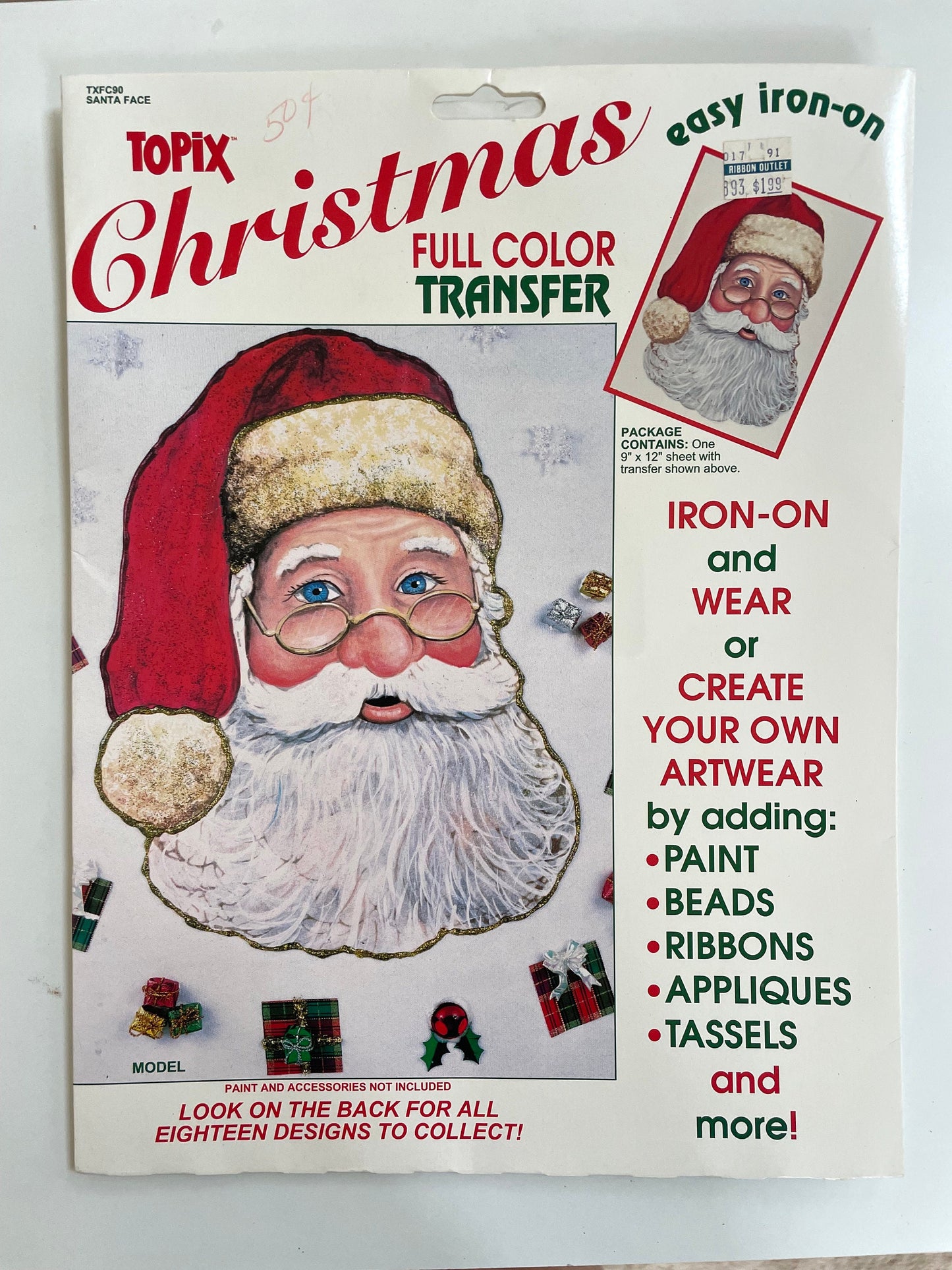 Vintage Iron On Transfer - Santa Claus - Christmas
