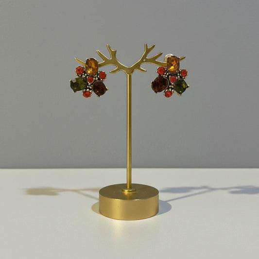 Vintage Multicolor Rhinestone Cluster Screwback Earrings | Statement Screwback Earrings | Retro Costume Jewelry