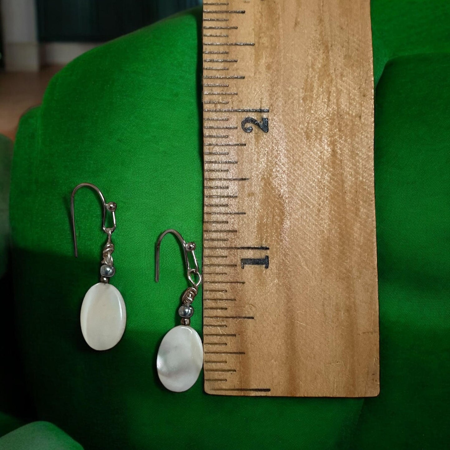 Oval Mother of Pearl Dangle Earrings – Handmade Shell Earrings, Boho Chic Jewelry, Lightweight Gift for Her, Natural Drop Earrings